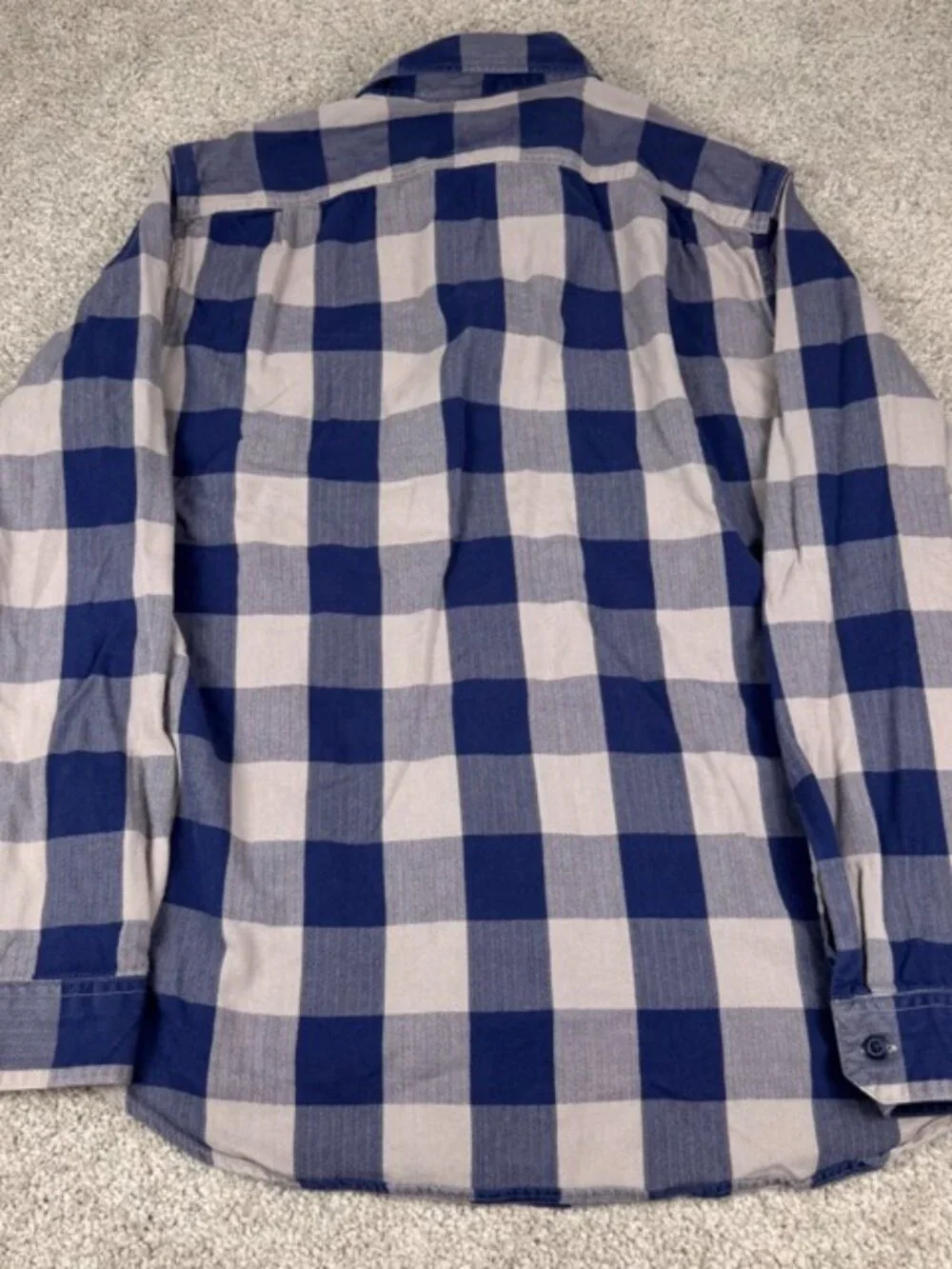 J.Crew Blue Gray Plaid Cotton Button-Up Shirt Long Sleeve Size Large A9738